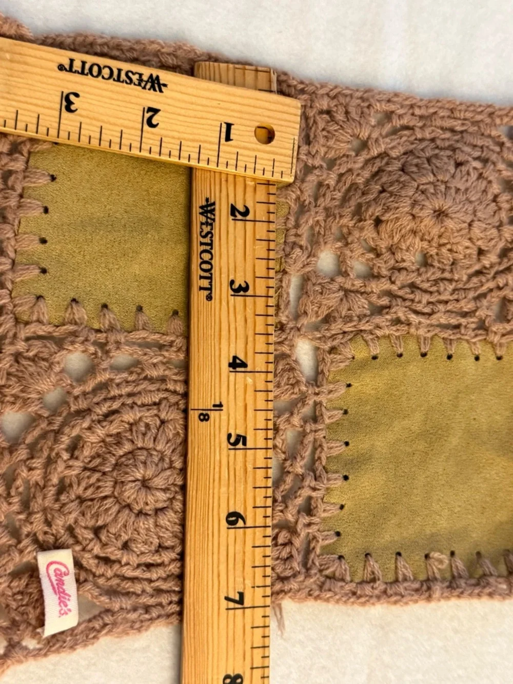 Candie's Patchwork Crochet Fringe Scarf